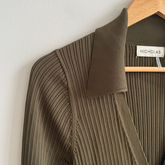 NICHOLAS • Jasmin Knit Tunic Dress in Khaki - Picture 6 of 13